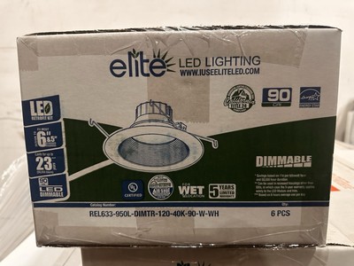 elite REL633-950L-DIMTR-120-40K-90-W-WH LED Recessed Retrofit. Case of 6 Pcs.