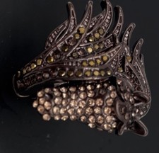 Simply Vera Wang Simulated Crystal Bronze Metallic HORSE Stretch Ring sz 8 + New