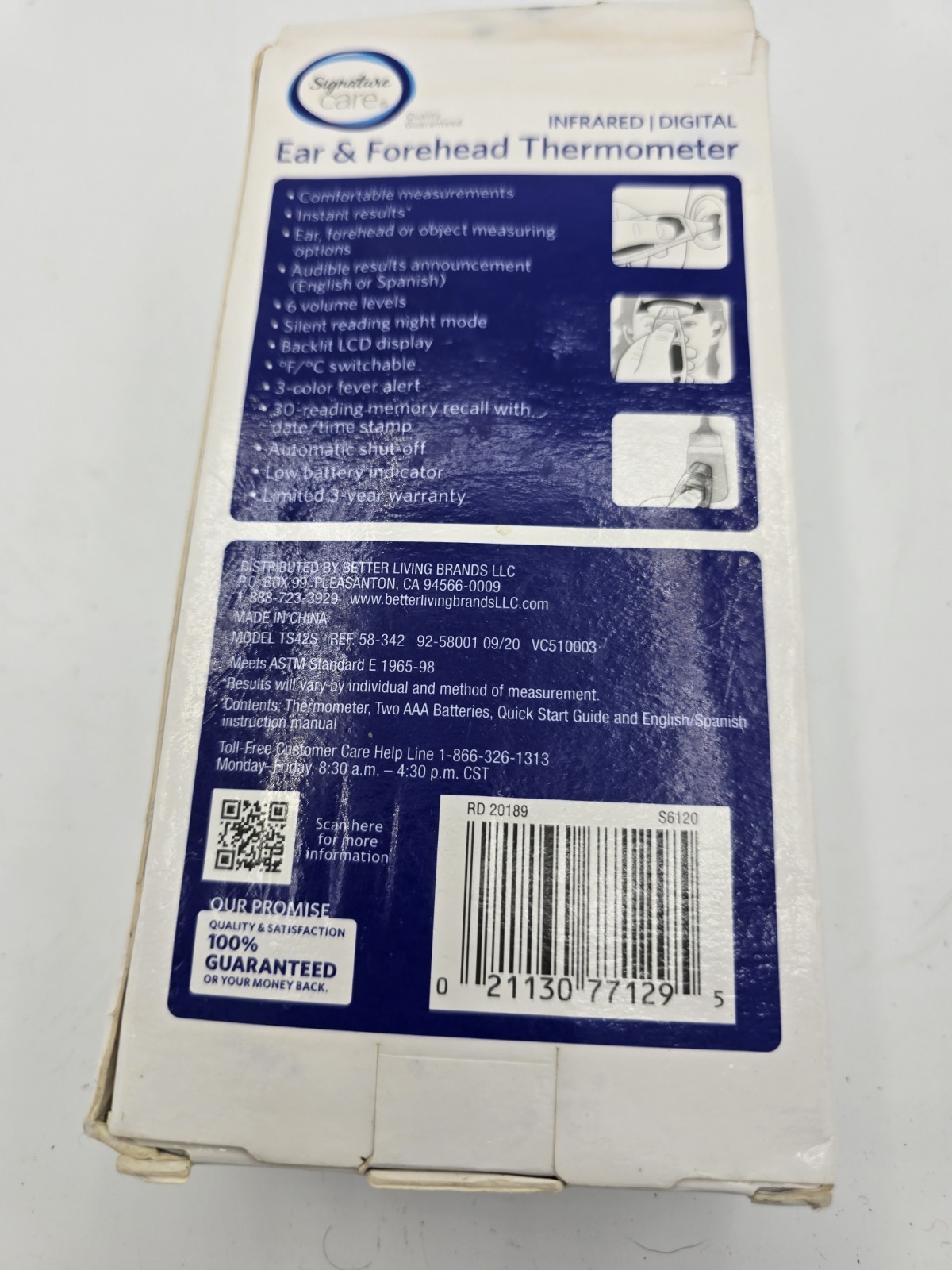 Signature Care Ear & Forehead Thermometer Instant Read Digital