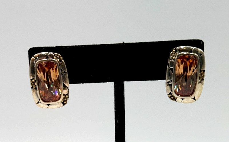 Faceted Citrine Rectangle Solitaire 925 Sterling … - image 3