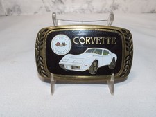 Vintage Aminco Buckle 1980 Chevrolet Corvette Solid Brass Belt Buckle