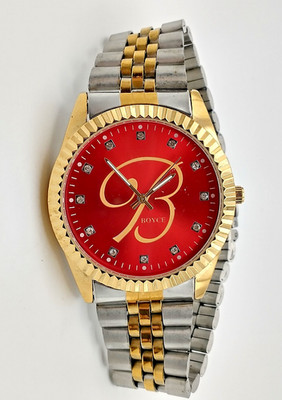 ''KING B'' Wristwatch for Men, NEW Condition, Silver/Gold, Red Dial, FREE SHIPPING