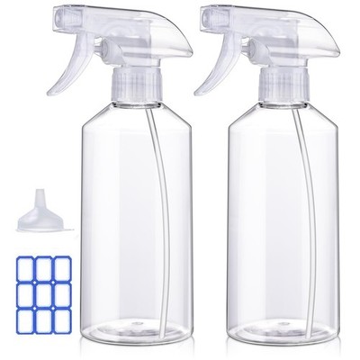 JohnBee Spray Bottles - 16.9oz/2Pack - Premium Adjustable Spray Bottles for Clea