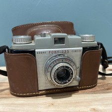 Vintage Kodak Pony 135 Viewfinder Camera Brown Leather Case UNTESTED PARTS ONLY