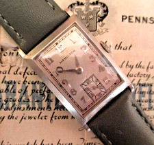 STUNS! VERY RARE HAMILTON  RUTLEDGE GENTS DECO WATCH.PLATINUM.ORIG.BOX/PAPERS!