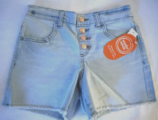 Wonder Nation Girls SIZE M 7-8 Button Fly Denim Shorts, Light Wash