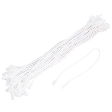 100 x Wax rope Hang Tag String Snap Lock Price Tag Fastener Ties white 7.8"