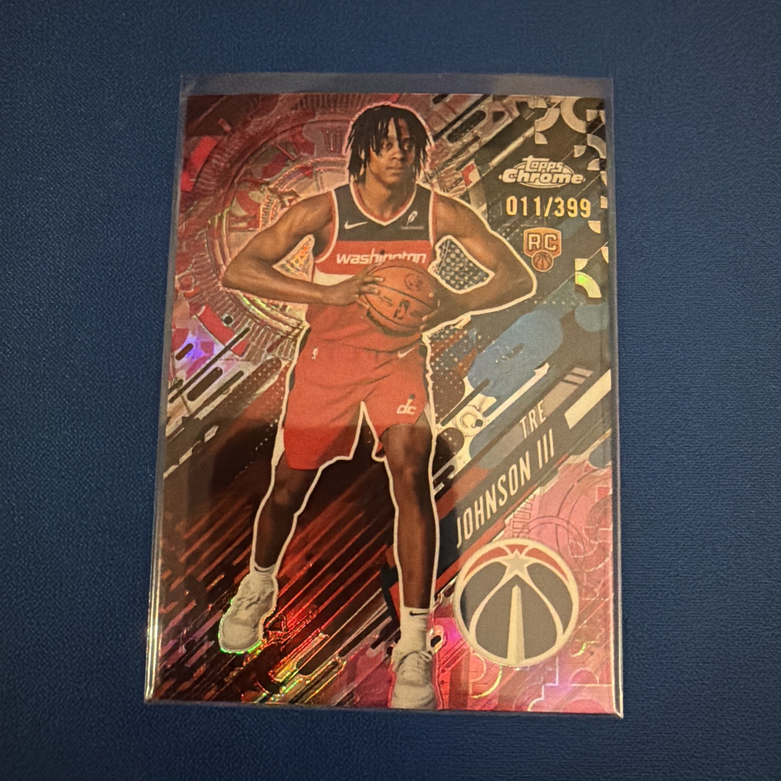 2025 Topps Chrome Basketball Tre Johnson III 011/399 GT-21 Go Time Magenta Pink