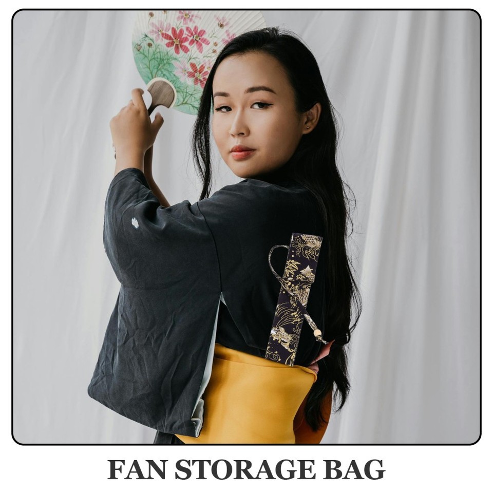 Assorted Color Hand Fabric Pouch Lightweight Portable Folding Fan Bag ...