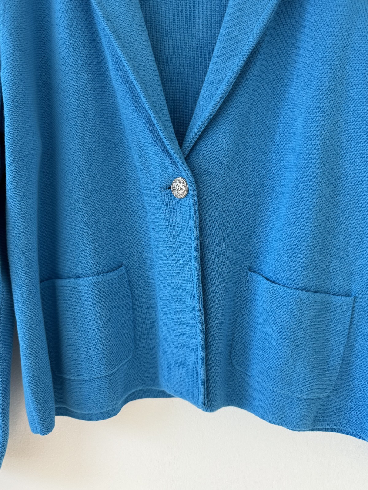 TALBOTS Patch Pocket Sweater Blazer Turquoise Blu… - image 6