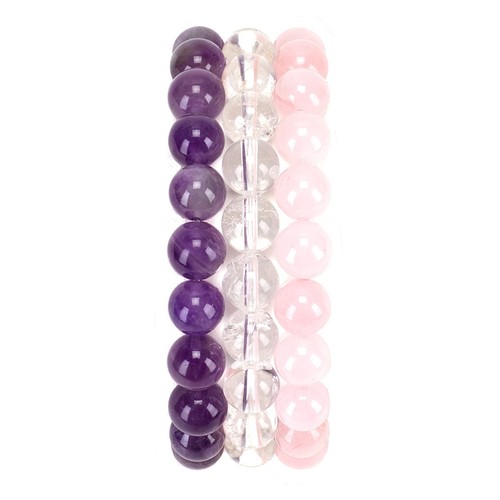 Edelstein - kleine, mittlere, große Größen - 3 Perlen Armband Set mit Geschenkbox - Br - Bild 1 von 6
