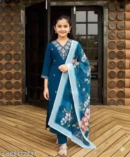 Ethnic kids Kurta Set with Dupatta For Girls-Party Wear Festive Special