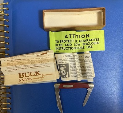 Vintage 1990 301X  Slick Red Stockman 2 Blade Knife. Mint Lightly UsedW/ 701 Box