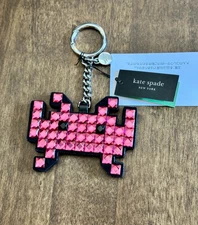 Kate Spade x Space Invaders Alien Key Fob Chain Keychain Bag Charm KI753