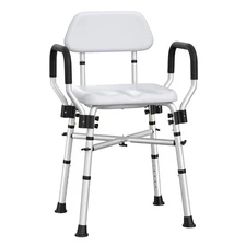 500 Lbs Padded Shower Chair Bath Bench Seat Stool w/ Arms & Adjustable Height #