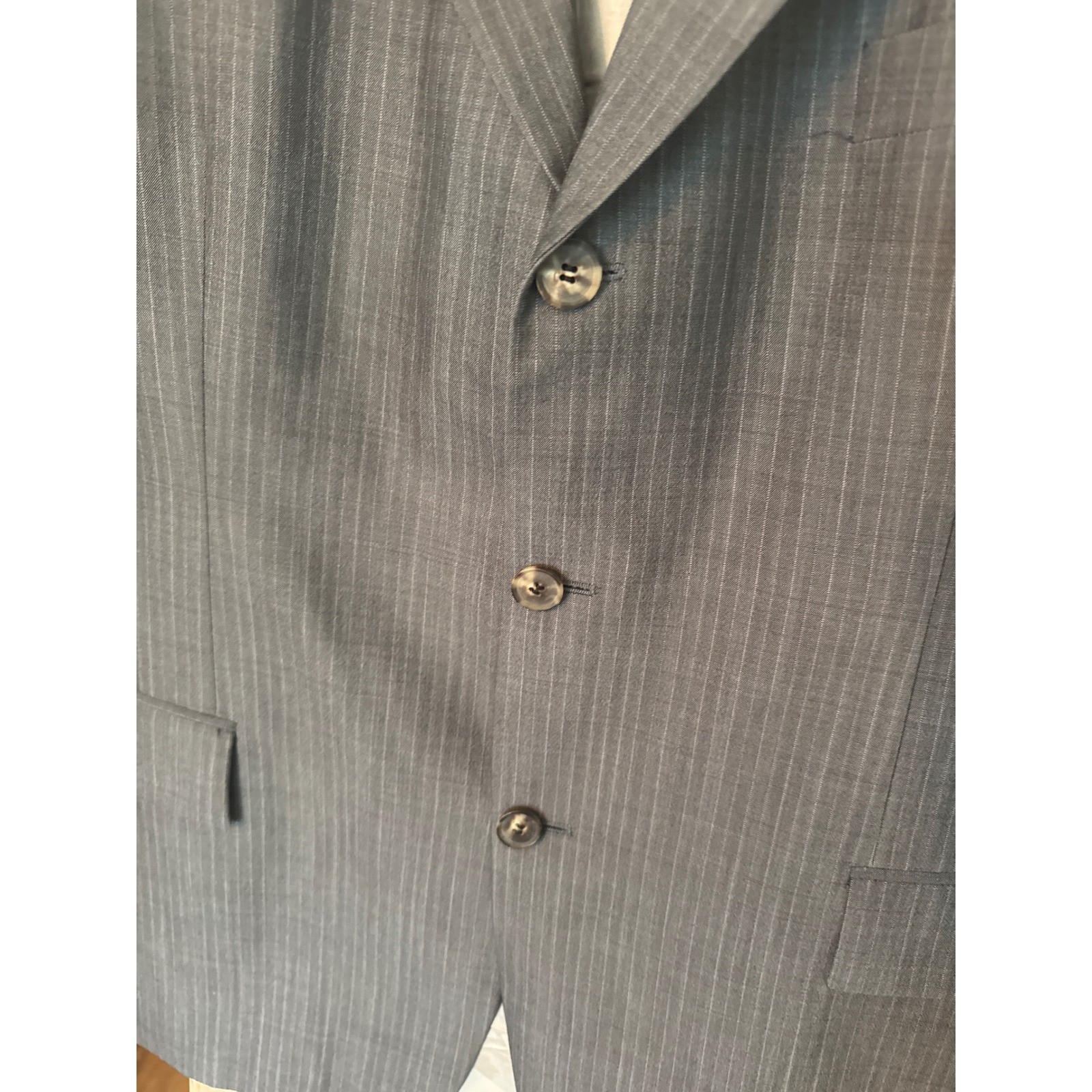 HUGO BOSS Sport Coat BlazerMen 46R Gray Pinstripe Blazer 3 Button Virgin Wool thumbnail 2