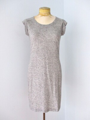 Athleta heather gray poly linen jersey knit tank dress back side draped  cowl XS | eBay