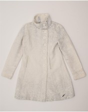Desigual Womens Overcoat Eu 42 Large White Paisley Polyester Gd01