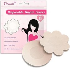 40 Pcs Pasties Nipple Covers For Women Disposable No-Show One Size Nude
