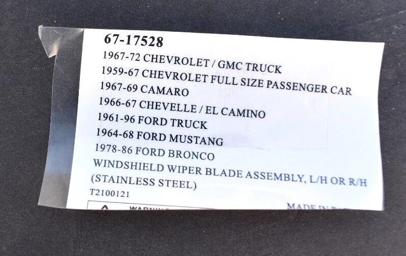 Chevrolet Chevelle & El Camino 1966-1967 limpiaparabrisas clásico de 15 pulgadas Foto 2 de 2