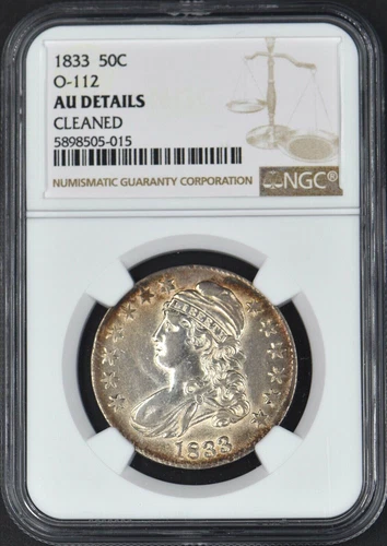 1833 CAPPED BUST HALF DOLLAR - NGC 0-112 AU DETAILS