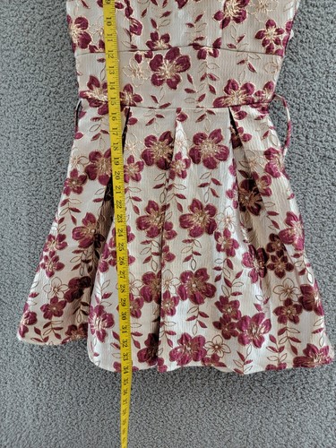 Speechless Floral Fit & Flare Dress Girls 16 Champagne Burgundy Zip Closure~ - Picture 7 of 15