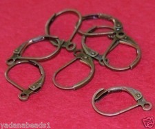 100 pcs of Antiqued brass leverback earwire 10X15mm