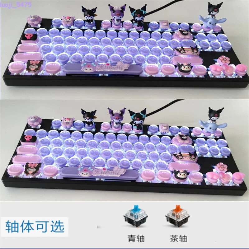 Kuromi My Melody Cinnamoroll Mechanical Keyboard 83Keys Keypad Cyan Axis RGB New - Image 4 of 4