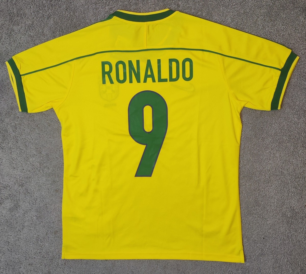 Ronaldo #9 Brazil 1998 Retro Rare Soccer Football Jersey