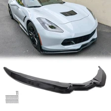Front Bumper Lip Splitter Spoiler Gloss Black For 2014-2019 Corvette C7 Stage 2