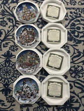 4 Plates Bradford Exchange-Mewsic For The Holidays Collection By Randal Spangler