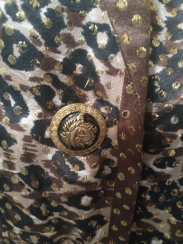 Aris A. Damen Smoking Blazer Seide Metallic Gepardenmuster gefüttert Medusa Knöpfe - Bild 6 von 10