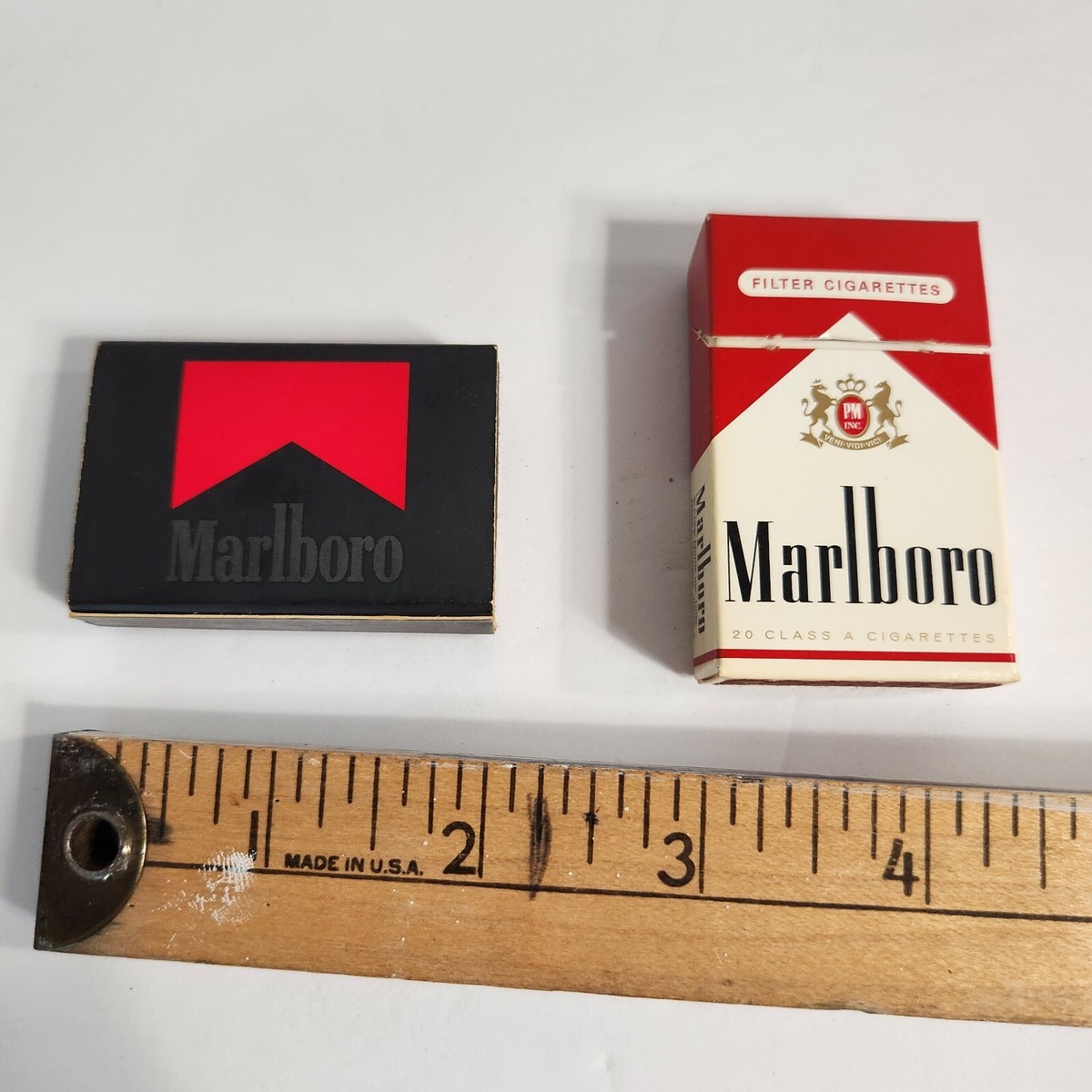 Vintage Marlboro Red/Black Match Boxes Set 2 Mini Packs