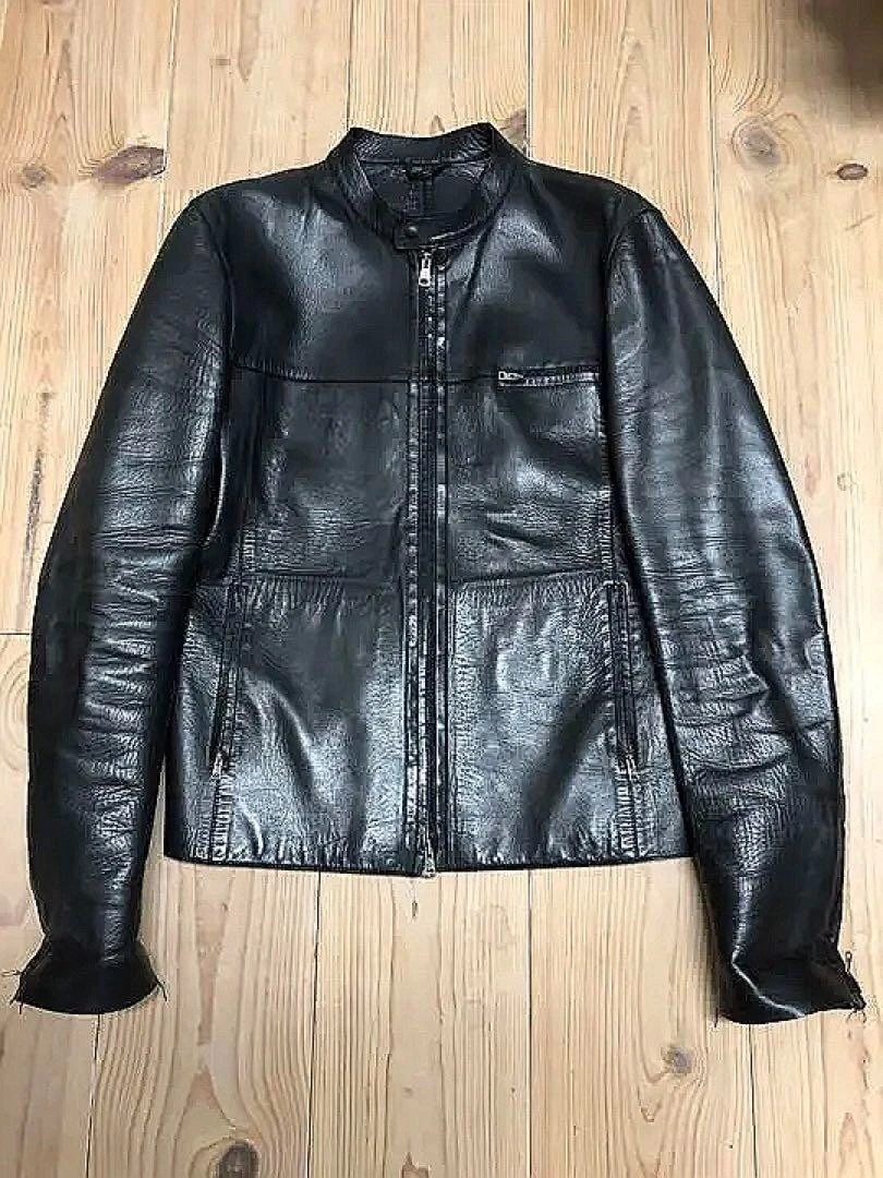 Gucci leather jacket single riders size: 46 black from Japan