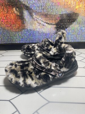 Crocs Classic Fur Sure Lined Animal Clogs Slip On Slide  display picture 1