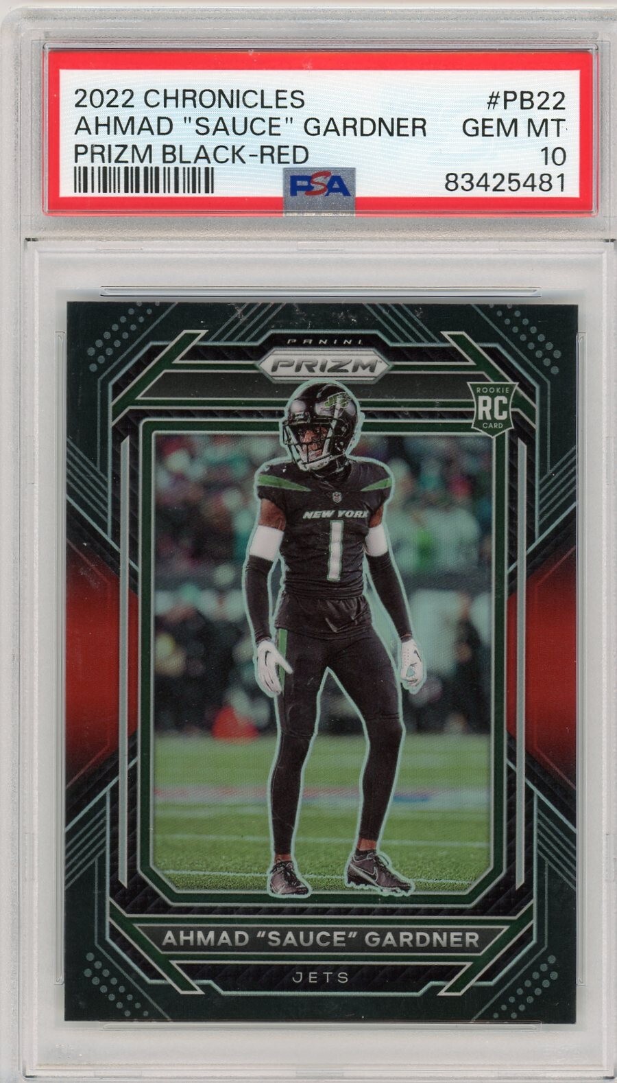 2022 Chronicles Prizm Black Ahmad Sauce Gardner Red Rookie /99 PSA 10