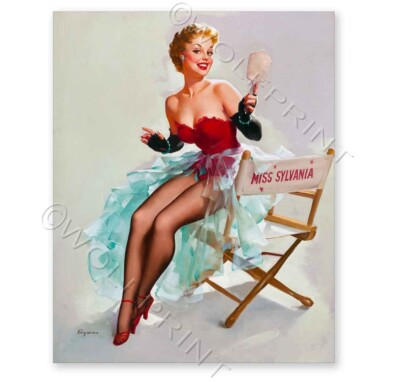 ''Admiring Miss Sylvania'' 1955 Elvgren Vintage Style Pin-Up Poster 11x14 