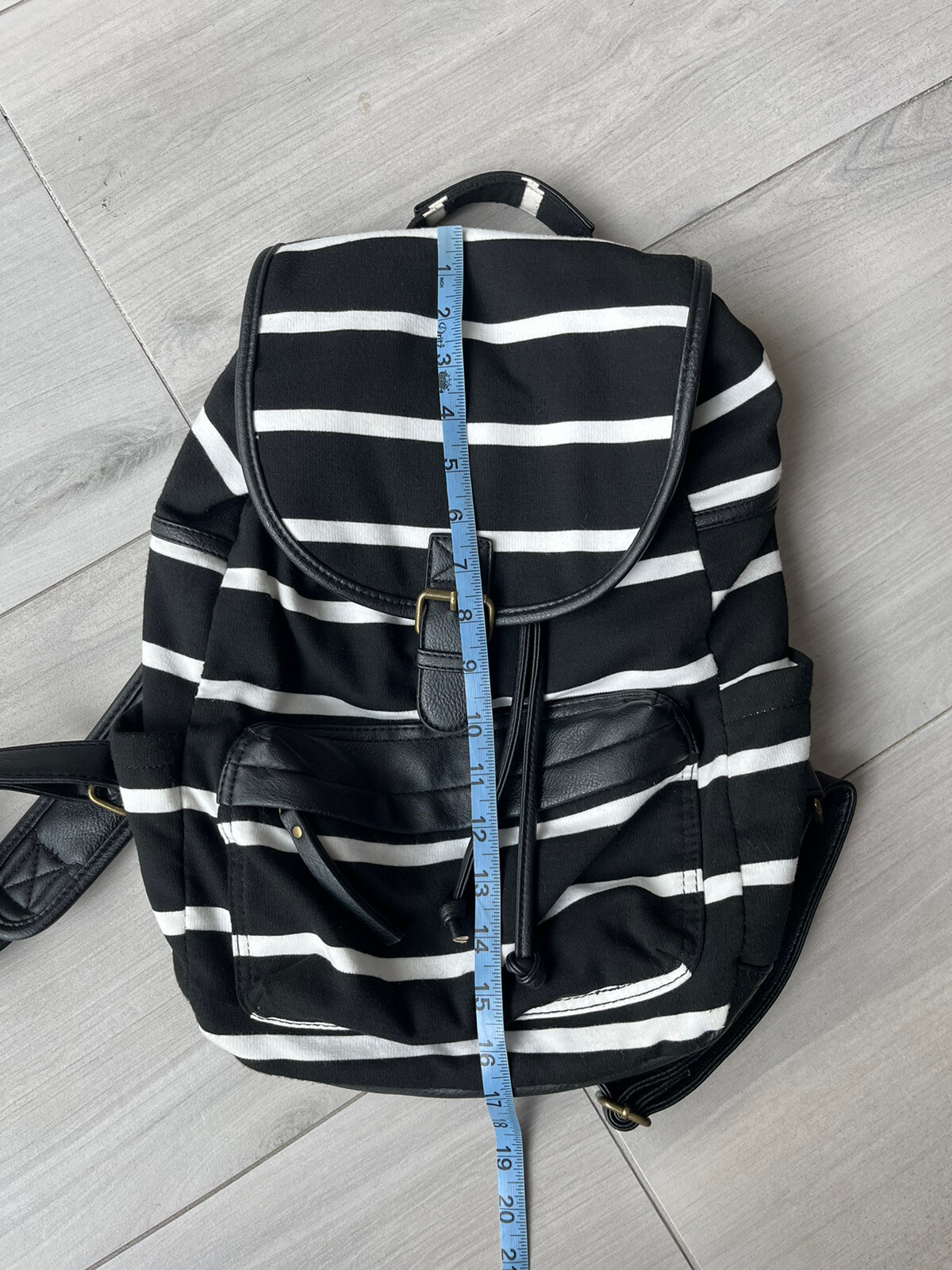 Madden Girl Black/White Striped Backpack Faux Leather… Gem