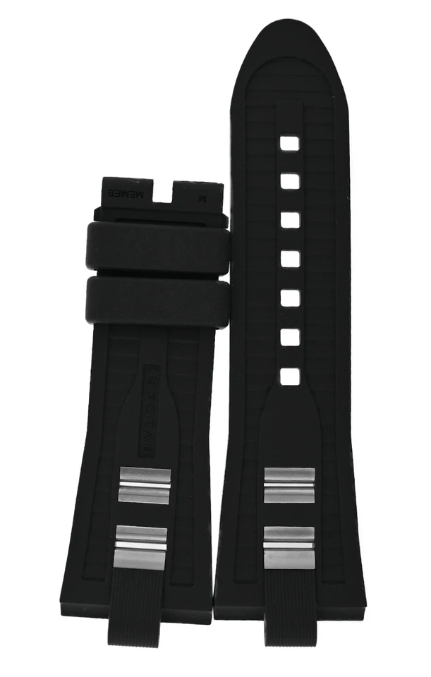 Выпуклый средний резиновый стальной черный ремешок Bvlgari Bulgari Diagono 26,5 мм x 21 мм - Изображение 2 из 3