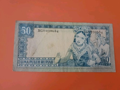Indonesia 50 Rupiah 1960 P-85b Replacement / Star 🌟 Circulated Pinholes - Picture 2 of 5