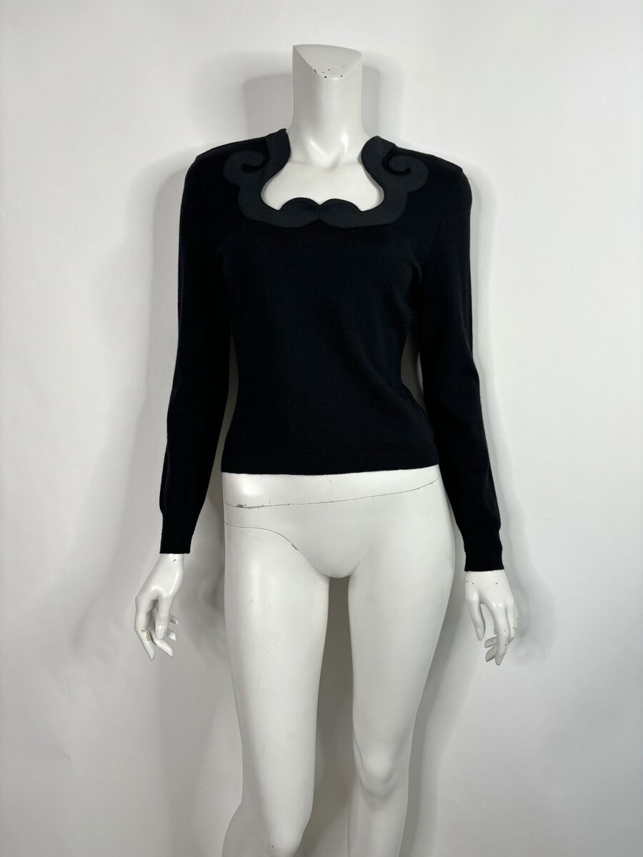 Vtg Gianni Versace 80s Black Baroque Neckline Knit Top S | eBay Vtg Gianni Versace 80s Black Baroque Neckline Knit Top S | eBay