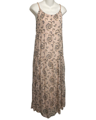 ELENA BALDI Prairie Dress Small Long Tiered Silk Blend Boho Maxi Made in Italy S