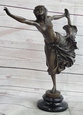Art Nouveau Deco Style Nude Classy Dancer Dancing Hot Cast Bronze Masterpiece  