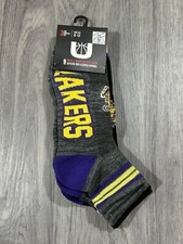 NBA U Los Angeles Lakers Men Quarter Cut Socks - 3 Pair Pack - Shoe Size 6-12