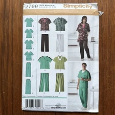 NEW Scrubs Top Pants Unisex size XS-M Simplicity 2769 Sewing Pattern