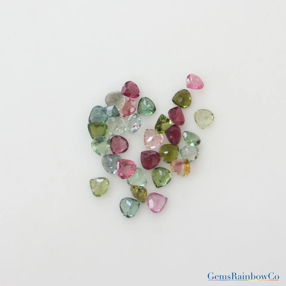Natural Multi-Color Tourmaline Heart Faceted Loose gemstone 5mm A Quality - Image 4 of 4