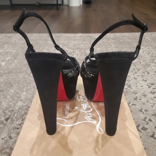 Christian Louboutin Vegastrassima Crystal Slingback Suede Platform Sandal 38.5 - Picture 11 of 13