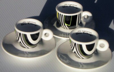 3 (Three) Illy Espresso Cups/Saucers Art Collection Tobias Rehberger