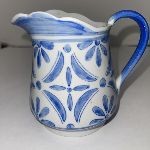 China Blue and White Juice Water Beverage Pitcher 5 " Tall - Picture 2 of 10