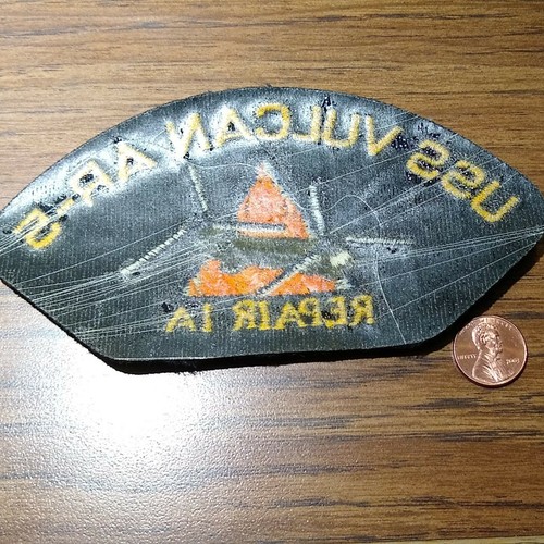 Vintage USS VULCAN AR-5 Reparatur 1A bestickter Aufnäher Marineblau Schiff USA, Voyager NEU - Bild 3 von 3